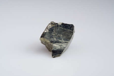 Natural gemstone pyrite on white backgroundの写真素材