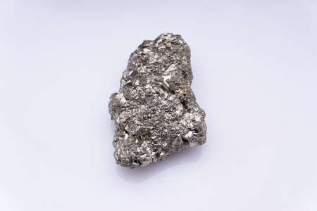Natural gemstone pyrite on white backgroundの写真素材
