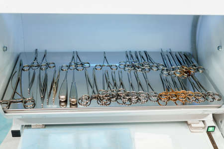 Medical ultraviolet sterilizer. Medical autoclave with instrumentsの写真素材