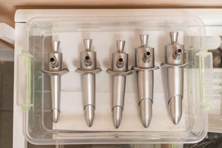 Reusable instruments for proctology. Anoscopes with ring lightsの写真素材