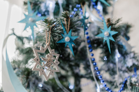 Christmas xmas and New Year holidays decoration on the christmas treeの写真素材