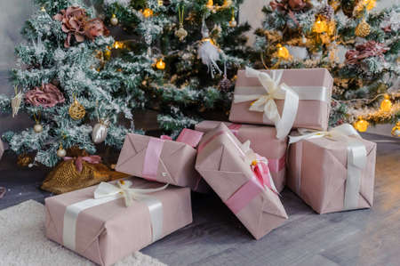 Christmas xmas and New Year holidays decoration on the christmas treeの写真素材