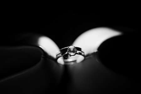 Brides shoes, gold rings. Morning of the bride. Wedding detailsの写真素材
