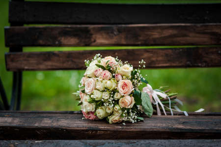 Beautiful bridal bouquet of flowers. Bridal bouquet close upの写真素材