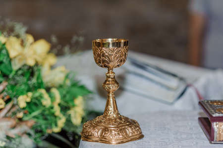 wedding in the church. wine traditions