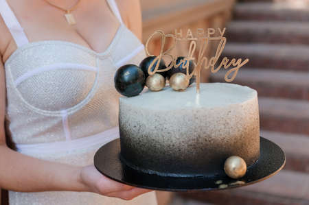 Beautiful cake, birthday cake blurred background