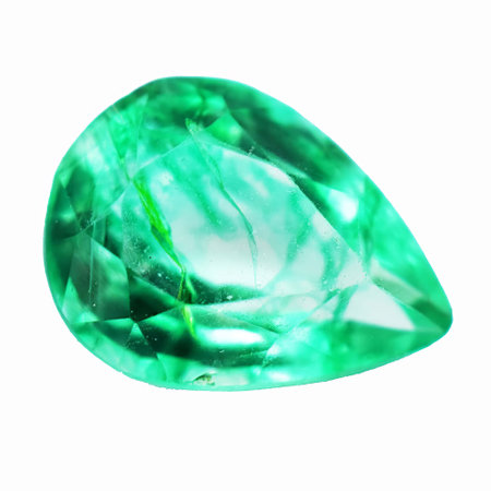 Natural gem green emerald on gray backgroundの写真素材