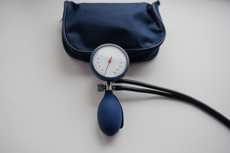 Tonometer on a background. Diagnostic device for determining blood pressure and pulse rate