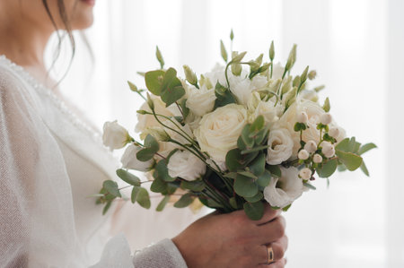 Bouquet of flowers in the hand of the bride. Weddingの写真素材