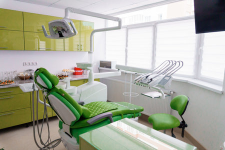 Modern dental office. Dental unit with dental instruments. autoclaveの写真素材