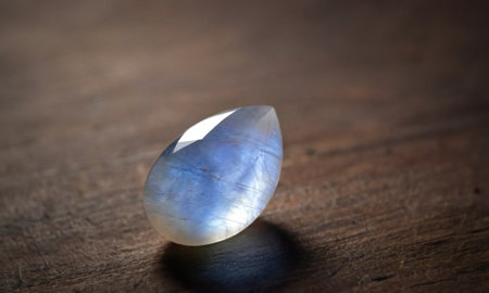 Natural precious moonstone on a brown background. Natural stone adulariaの写真素材