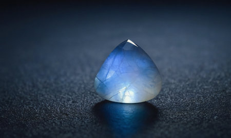 Natural precious moonstone on a dark gray background. Natural stone adulariaの写真素材