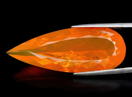 natural fire orange opal gem on backgroundの写真素材