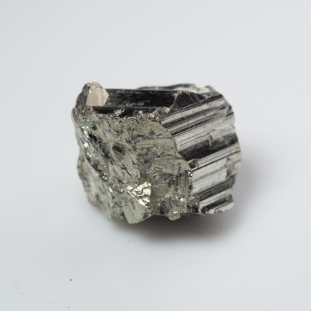 natural silver pyrite gem on white background