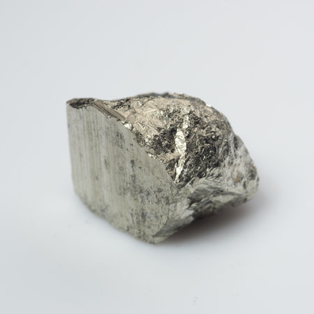 natural silver pyrite gem on white background
