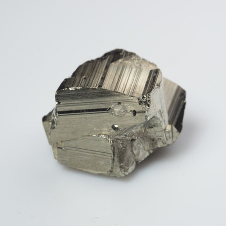 natural silver pyrite gem on white background
