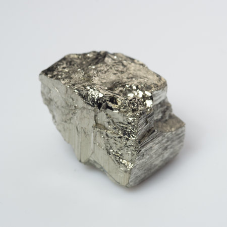 natural silver pyrite gem on white background