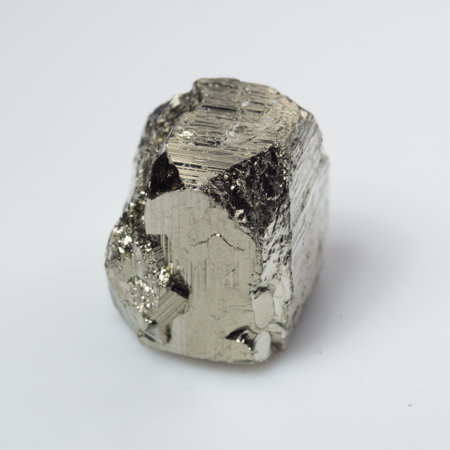 natural silver pyrite gem on white background