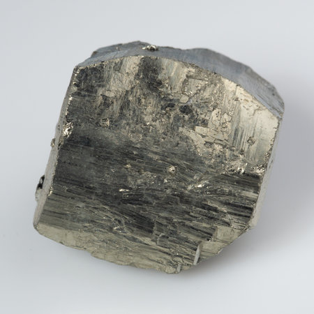 natural silver pyrite gem on white background