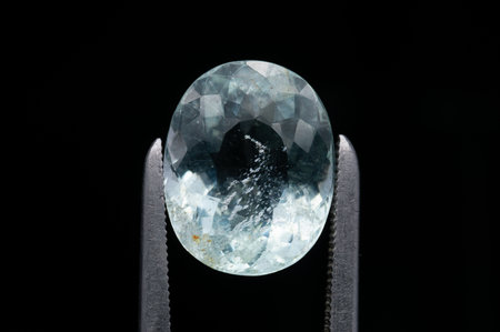 Lustrous Gemstone Captured in Pristine Elegance with Precision Tool.の写真素材