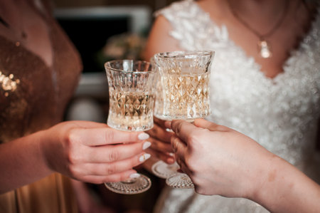 Elegant Celebration Toast with Crystal Glasses at a Formal Event.の写真素材
