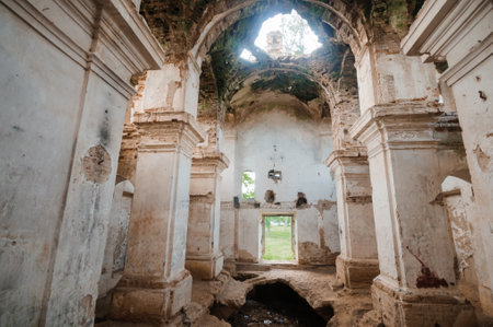 Abandoned Serenity: The Whispering Ruins of an Old Sanctuary.の写真素材