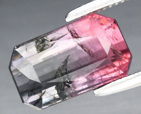Exquisite Multicolored Tourmaline Gemstone Displaying Intricate Natural Flaws.の写真素材