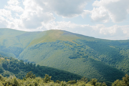 Serene Green Hills Under a Gentle Sky.の写真素材