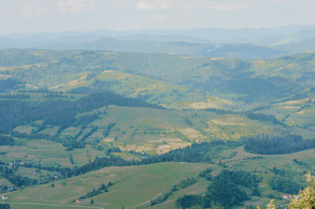 Serene Hills of Green: A Tranquil Landscape of Rolling Meadows and Distant Mountains.