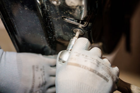 Precision Engineering: A Close-Up of Hand Using a Screwdriver in a Mechanical Setting.