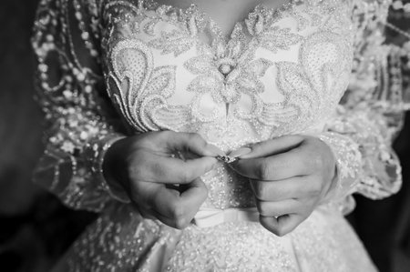 Elegantly Adorned Bride Preparing for Her Special Day.の写真素材