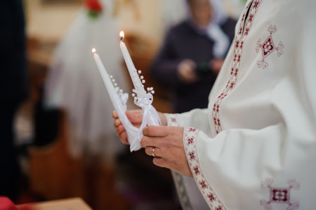 Candle Lighting Ceremony in Traditional Religious Attire.