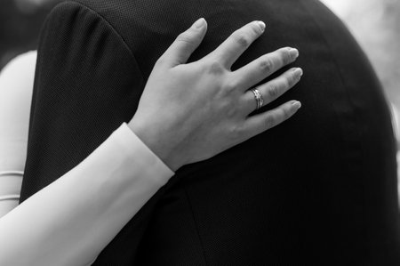 Intimate Embrace: A Close-Up of a Couple Celebrating Love.の写真素材