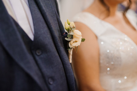 Romantic Wedding Ceremony with Elegant Bride and Groom.の写真素材