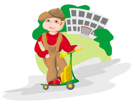 The child directed on a road on lessonsのイラスト素材