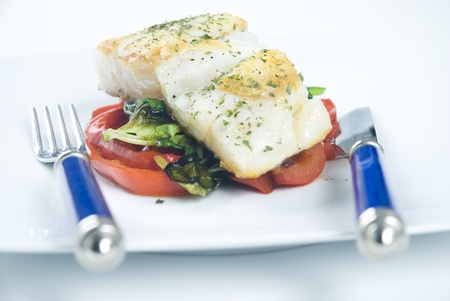 Fresh cod fillet with vegetables