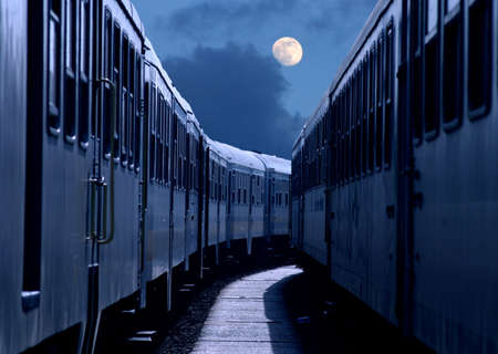 night at the train stationの写真素材