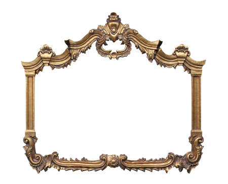 Picture gold frame with a decorative pattern.の写真素材