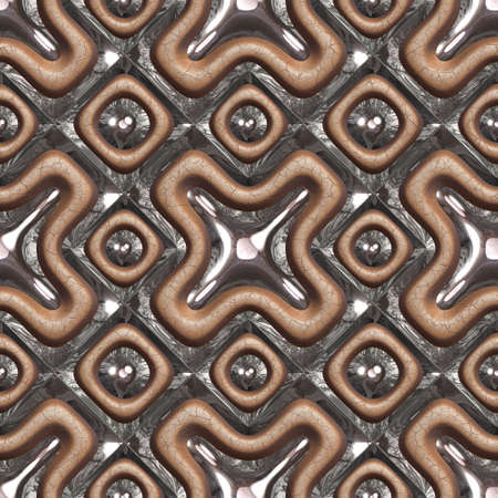 Brown leather and glass 3d seamless tile pattern background.