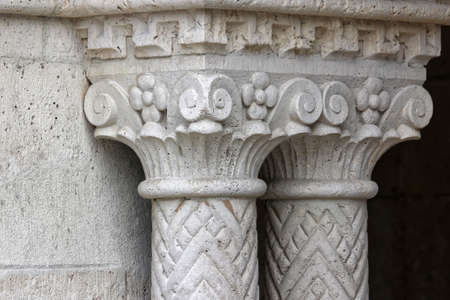 Hungary, Budapest, Hill Gothic columns detail.