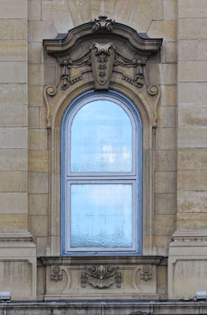 Budapest, Hungary, Buda castle district gothic windows.のeditorial素材