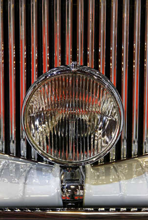 Old-timer shiny grille and close-up spotlight.の写真素材