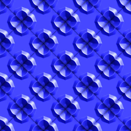3D effect seamless background, blue wallpaper decoration pattern.の写真素材