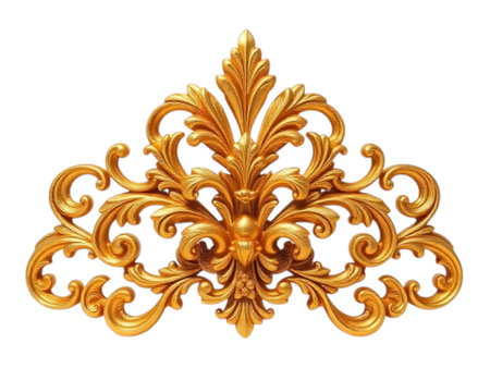 Stunning Gold Baroque Ornament: Exquisite Vintage Design for Luxurious Decorationの写真素材