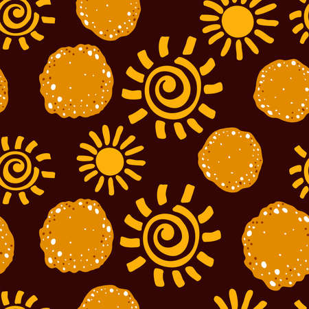 Russian the holiday of Maslenitsa or Pancake day. Pancakes and sun. Background with pattern for...