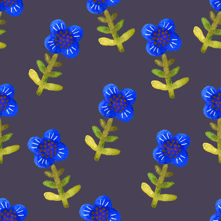 Floral watercolor pattern in Scandinavian style on a gray backgroundの写真素材