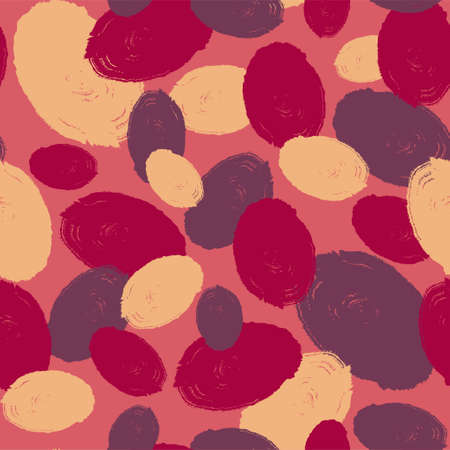 Seamless vector texture with abstract beige, purple, violet spots on a pink background.のイラスト素材