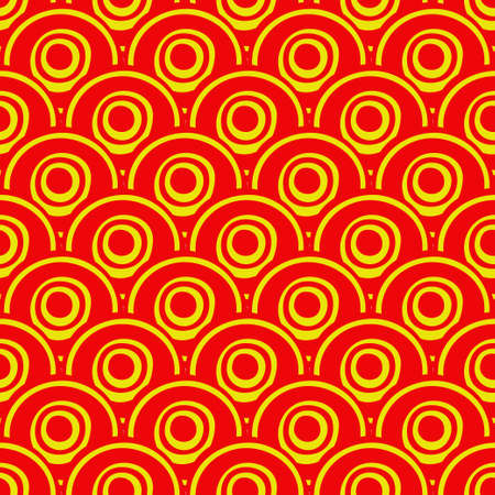Circle repeat pattern red and yellowのイラスト素材