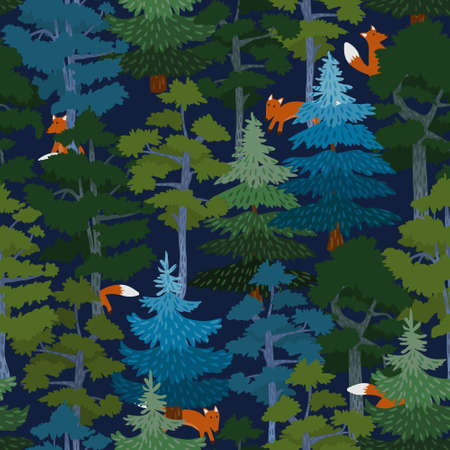 Coniferous forest seamless vector patternのイラスト素材