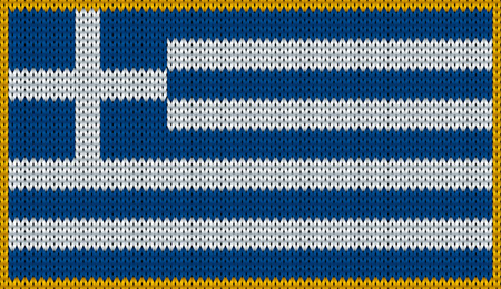Design of knitted badge of Greece - GR, GRE - flag. National Greek flag of knitwear fabric pattern.のイラスト素材
